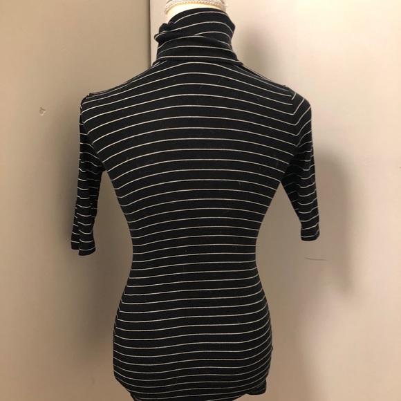 It Begins Now Black and White Striped Turtleneck - Picture 3 of 3